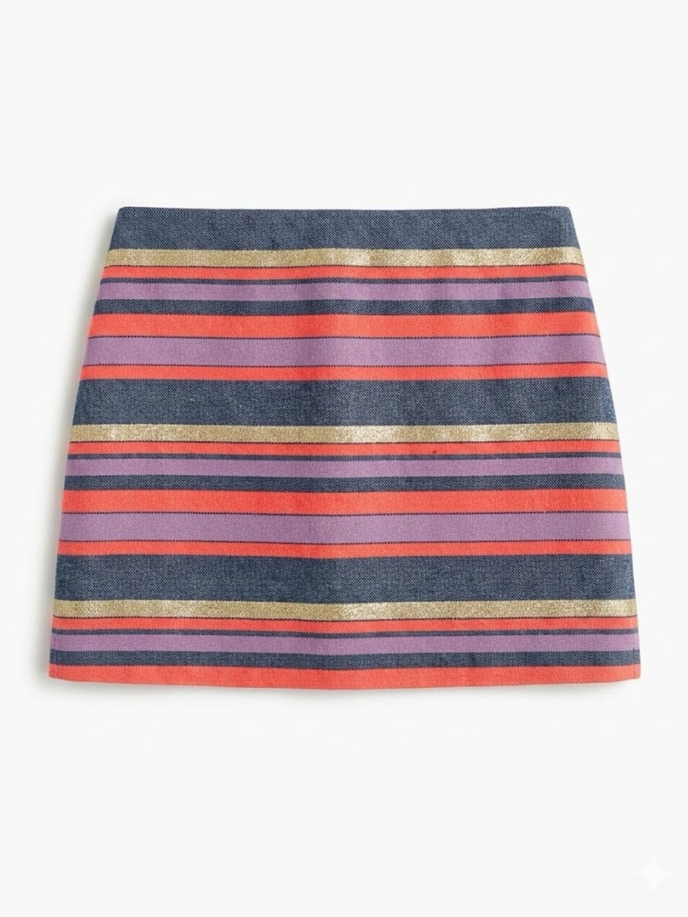 J. Crew Factory Denim Gold Coral Lilac Striped Mini Skirt Size 6